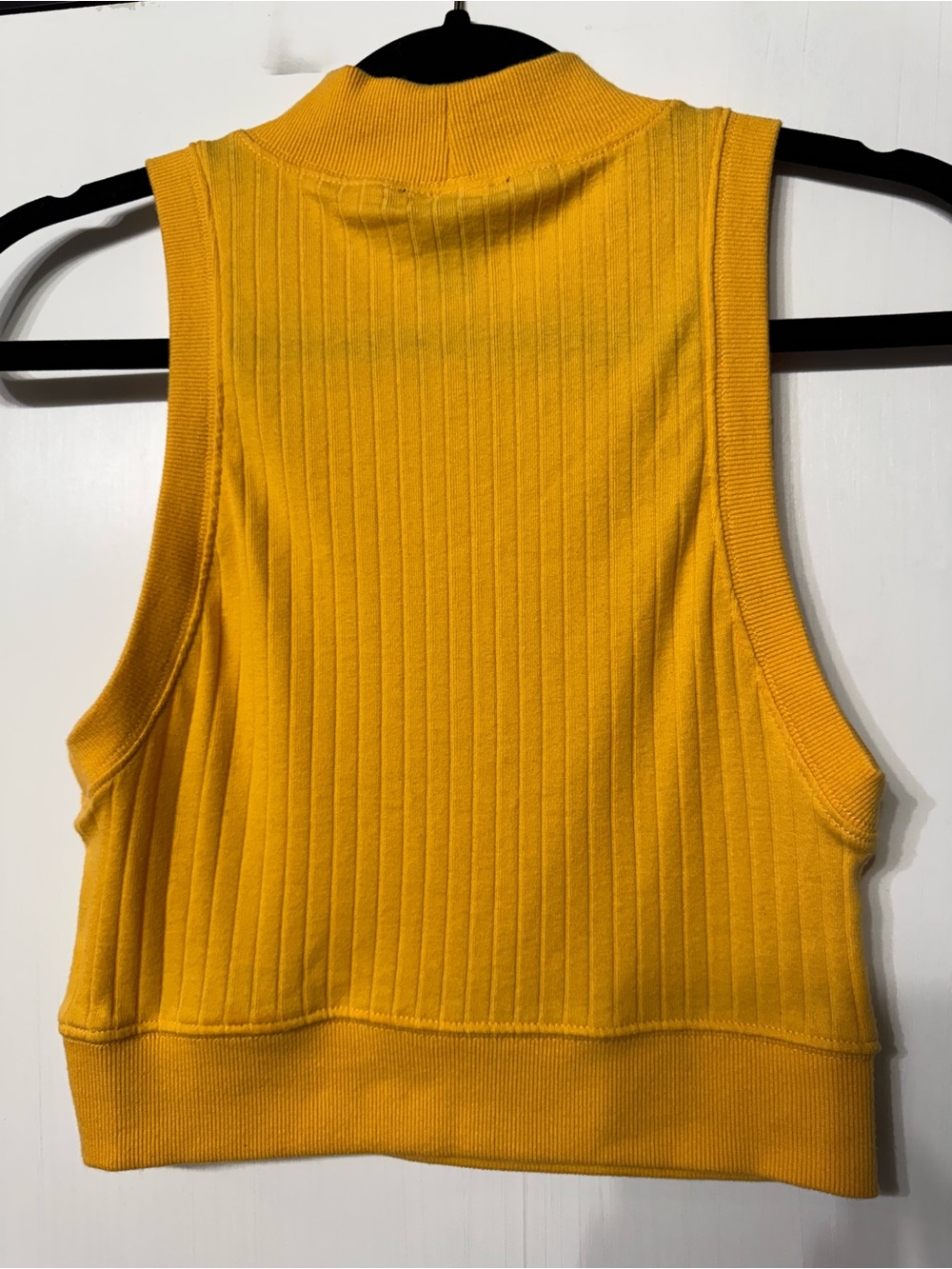 Forever 21 Yellow Ribbed Mock-Neck Crop Top - Picture 2 of 5